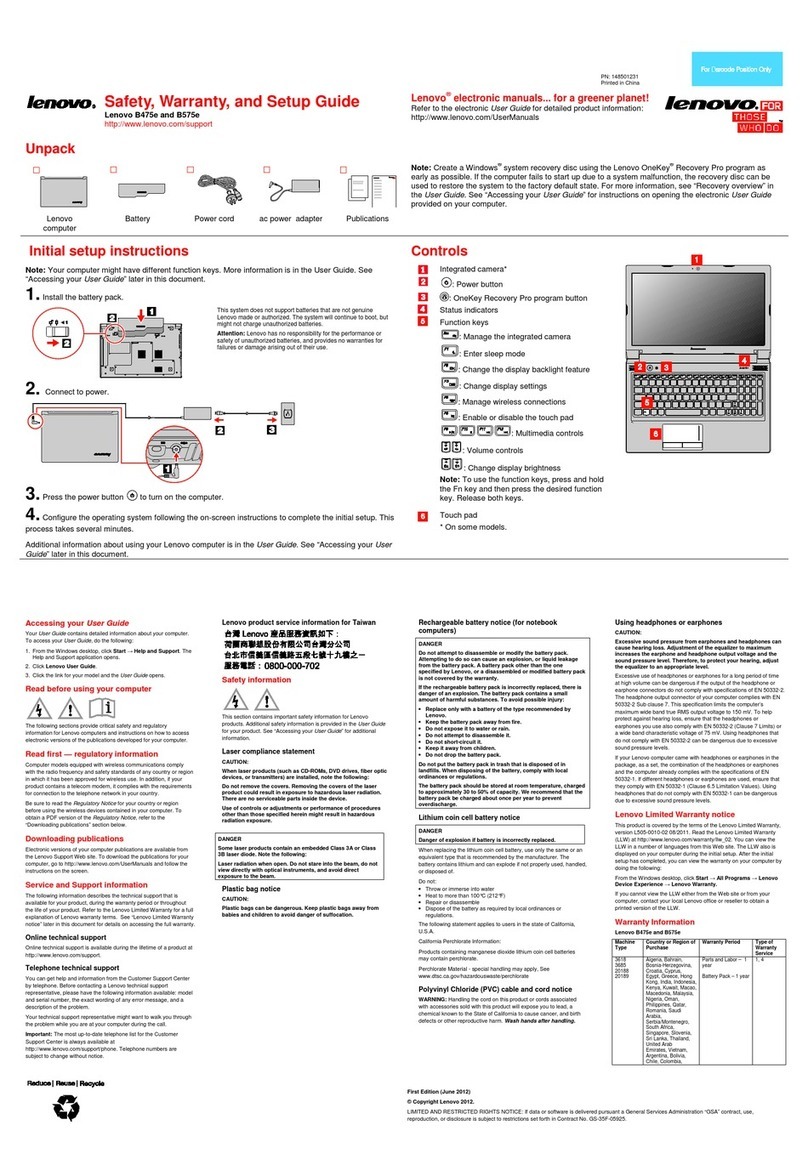 Lenovo B475e Setup guide