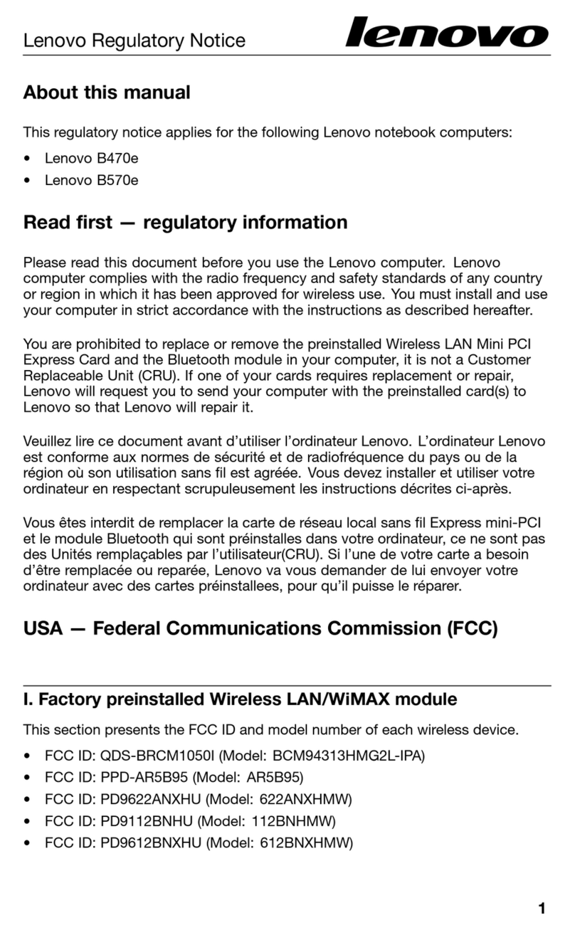 Lenovo B470e Regulatory notice