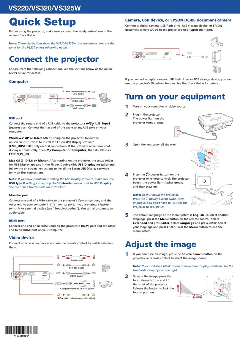 Epson VS220 Specification sheet