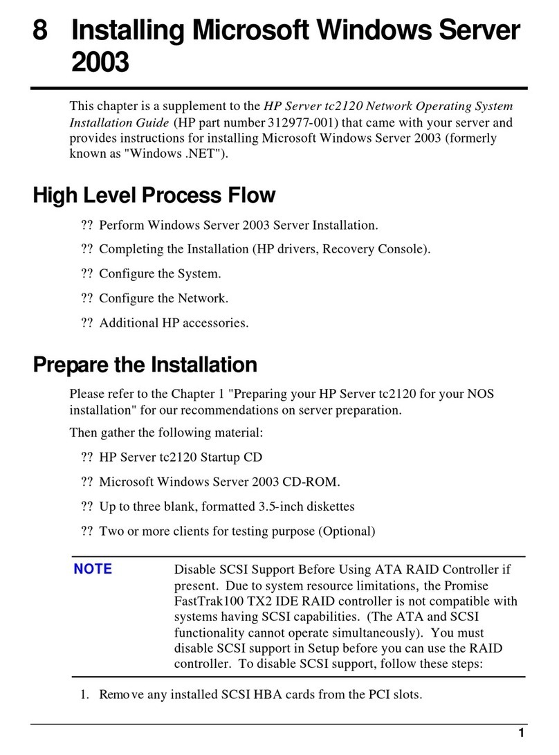 HP Tc2120 - Server - 256 MB RAM User manual