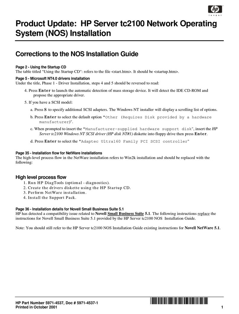 HP Tc2100 - Server - 128 MB RAM User manual
