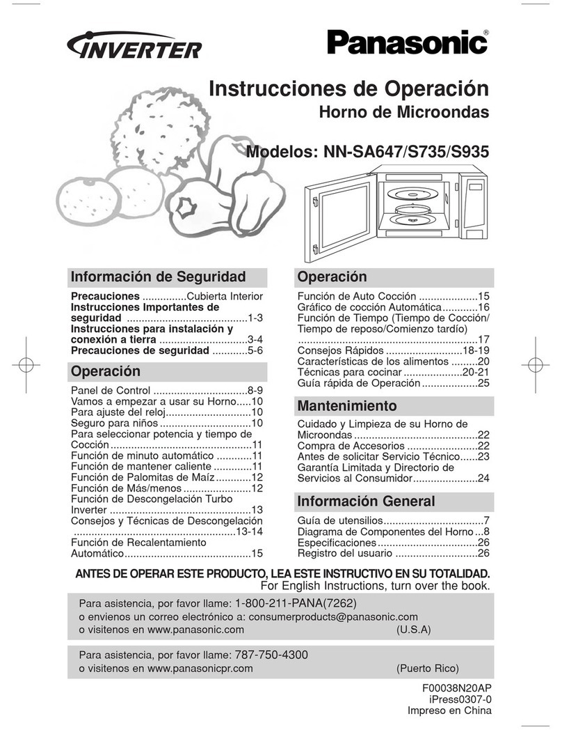 Panasonic NN-SA647 Instruction Manual Panasonic NN-SA647 Instruction Manual