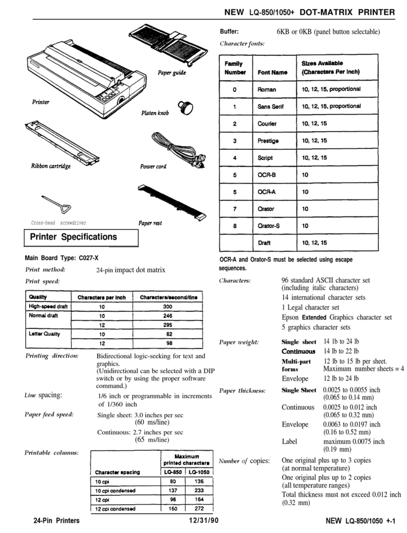Epson LQ-1050X Installation and operation manual