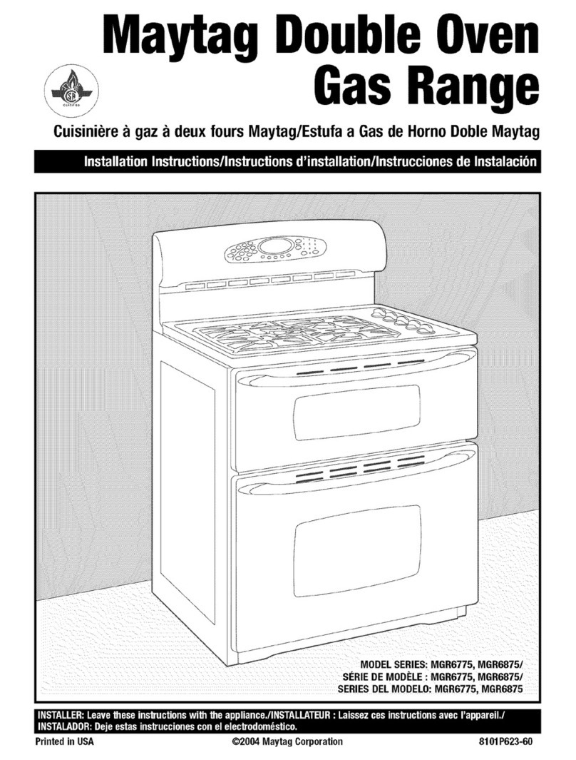 Maytag MGR6751BDB - 30" Gas Double Oven Range User manual