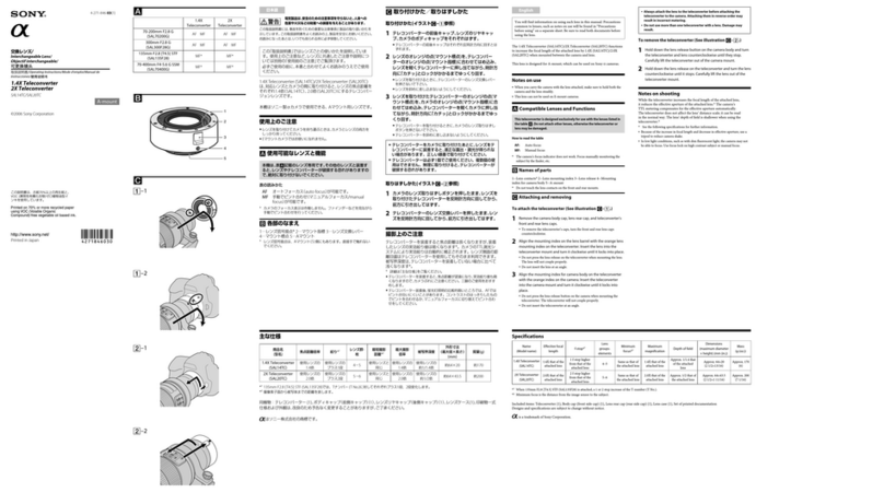 Sony SAL14TC - 1.4x Teleconverter Lens User manual