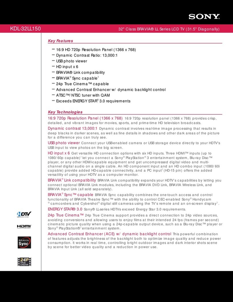 Sony KDL-32LL150 - 32" Class Bravia L Series Lcd... User manual Sony KDL-32LL150 - 32" Class Bravia L Series Lcd... User manual