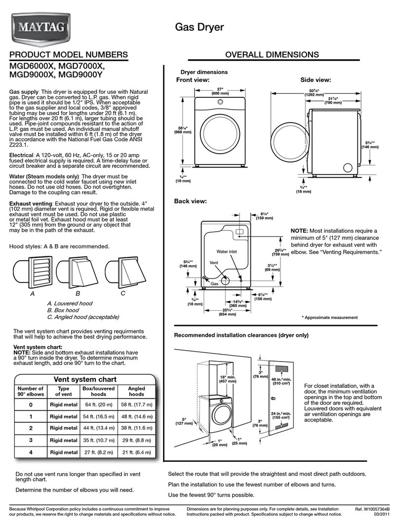 Maytag MGD6000X Product dimensions