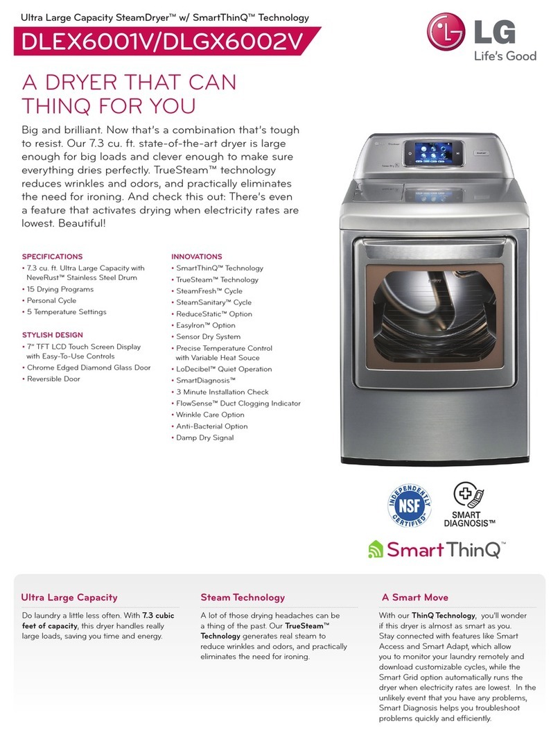 LG SteamDryer DLEX6001V Specifications