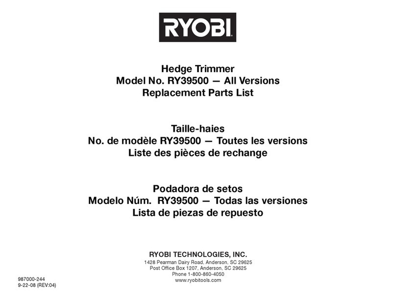 Ryobi RY39500 Replacement parts list