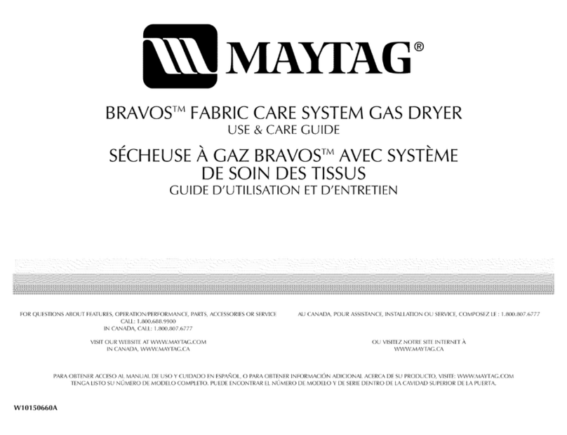 Maytag MGD6300TQ - Bravos Gas Dryer User manual