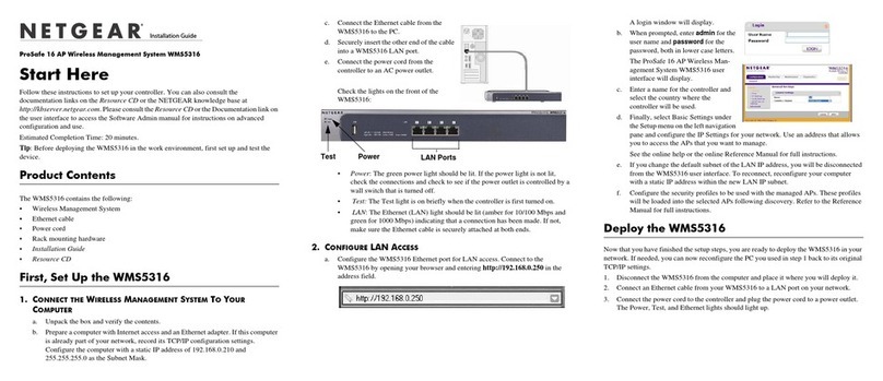 NETGEAR WMS5316 - ProSafe 16-AP Wireless Management... installation manual