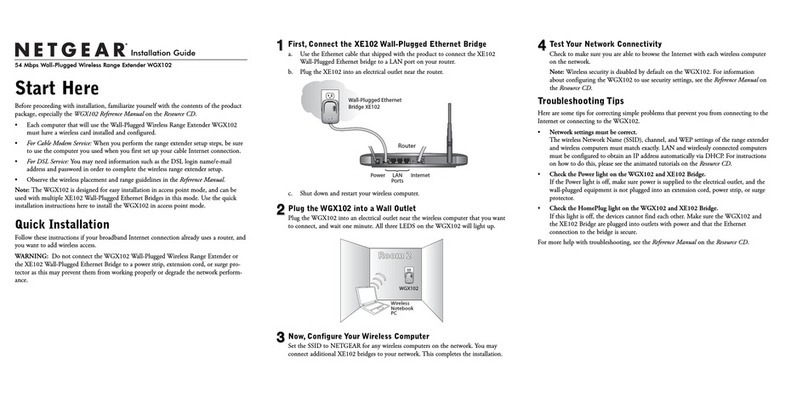NETGEAR WGX102v2 - 54 Mbps Wall-Plugged Wireless Range... User manual