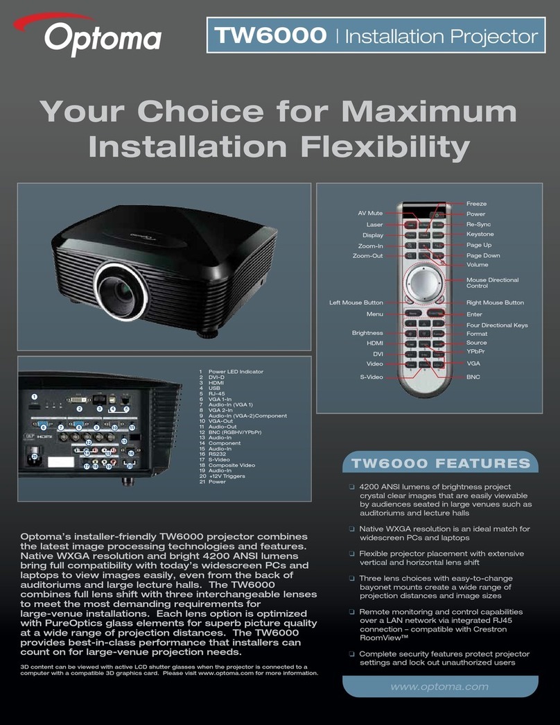 Optoma TW6000 User manual Optoma TW6000 User manual