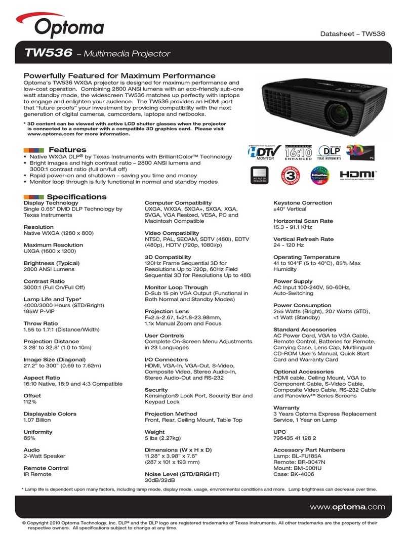 Optoma TW536 User manual