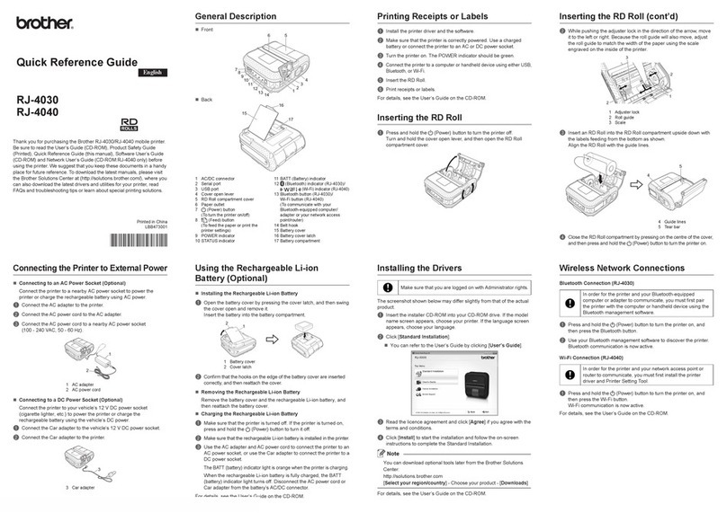 Brother RuggedJet RJ-4030 User manual