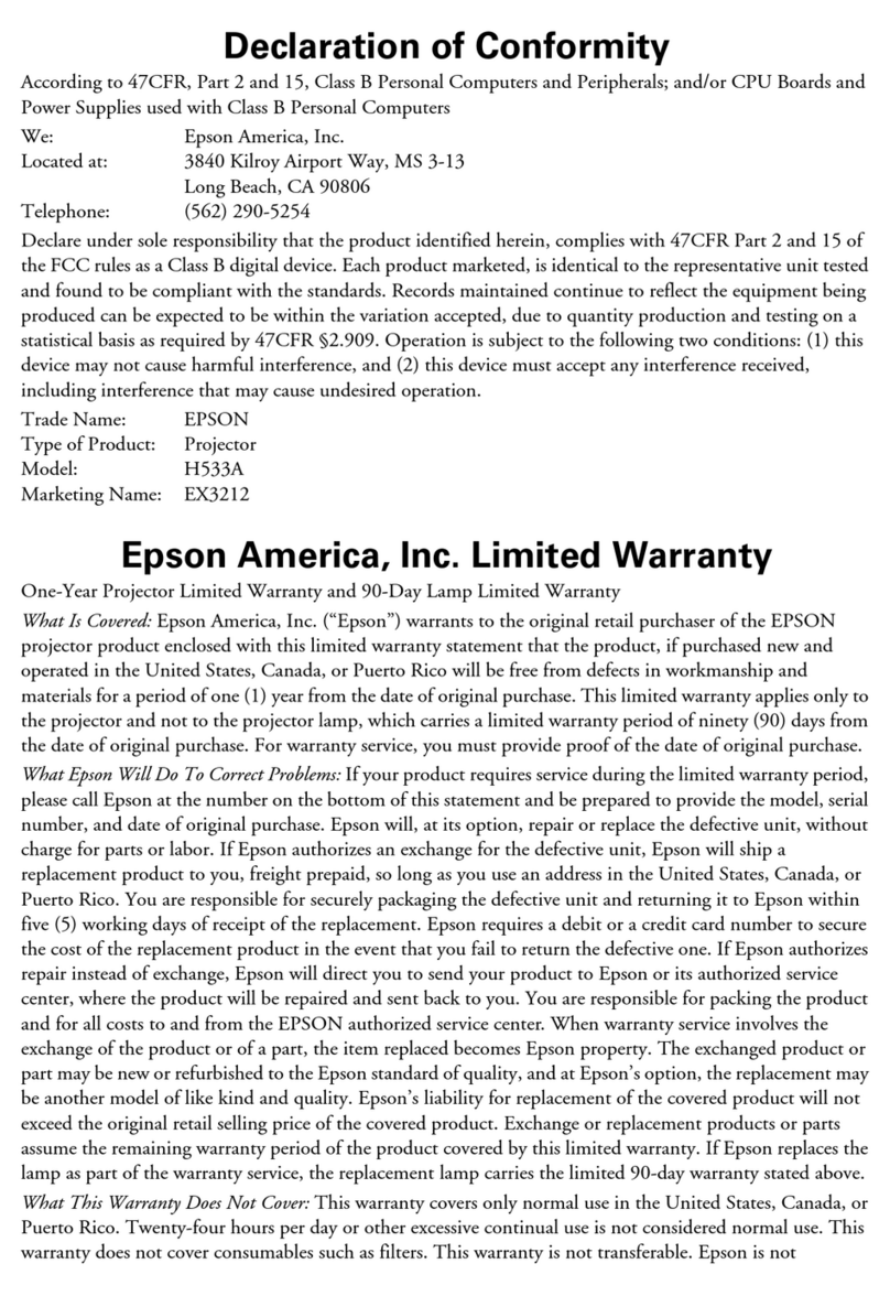 Epson EX3212 Declaration of conformity
