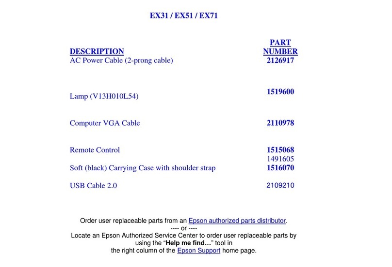 Epson EX31 parts list