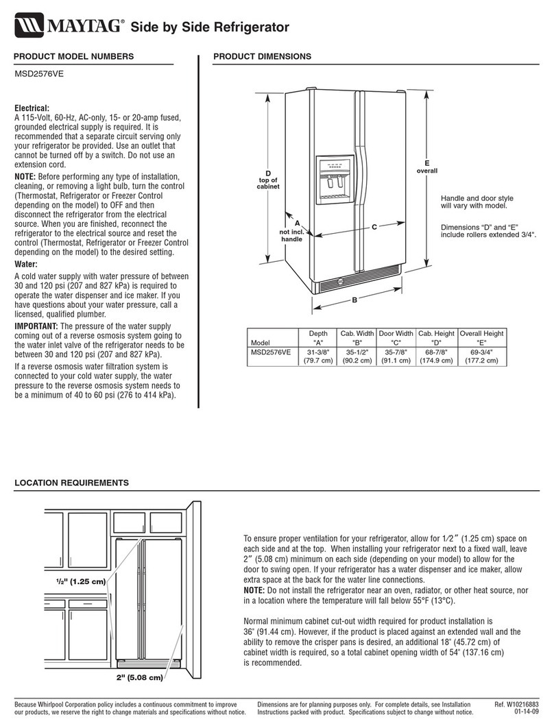 Maytag MSD2576VE Parts list manual Maytag MSD2576VE Parts list manual