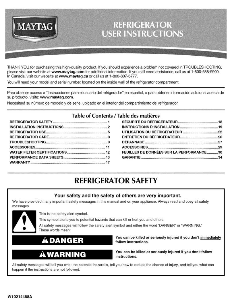 Maytag MSD2574VEA - 25.2 cu. Ft. Refrigerator User instructions