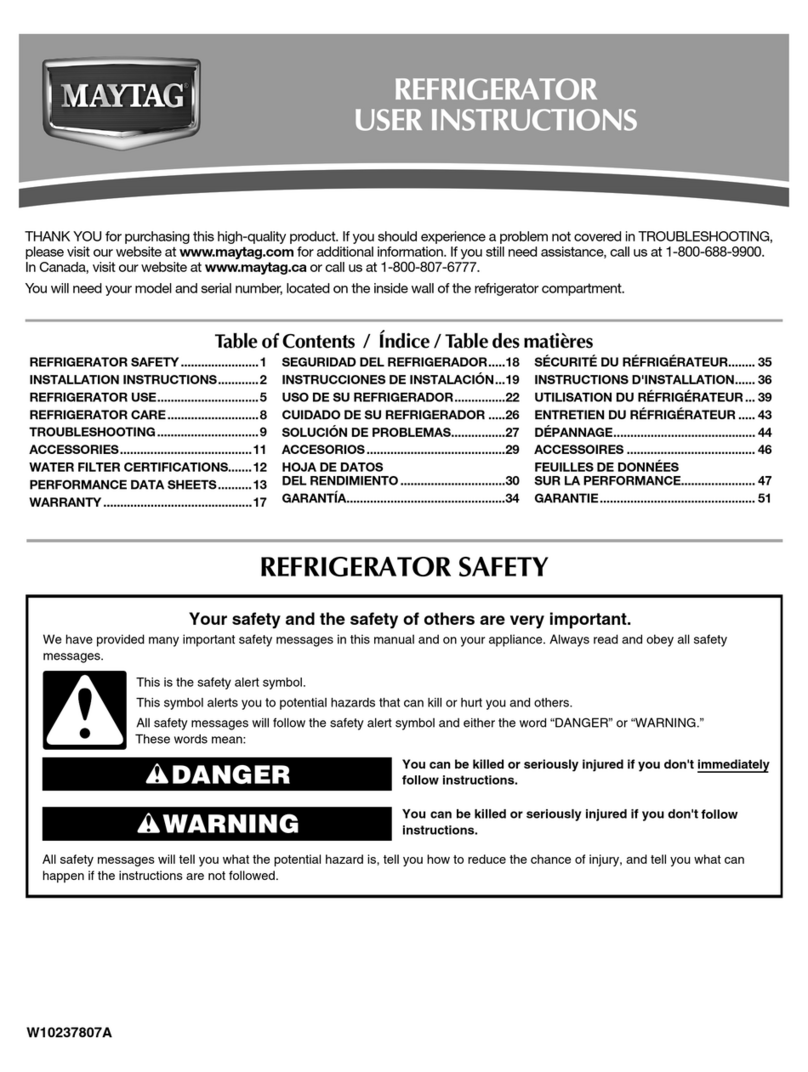Maytag MSD2576VEA - 25' Dispenser Refrigerator User instructions
