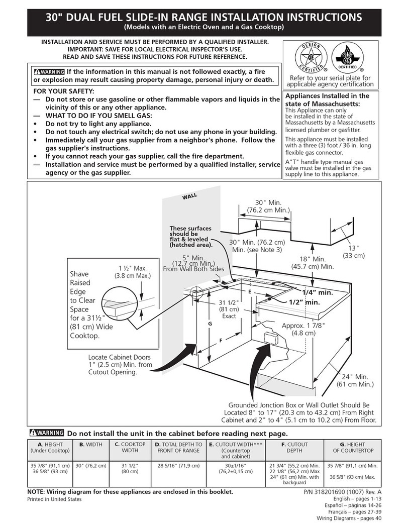 Frigidaire FPDS3085KF - 30" Slide-In Dual-Fuel Range User manual