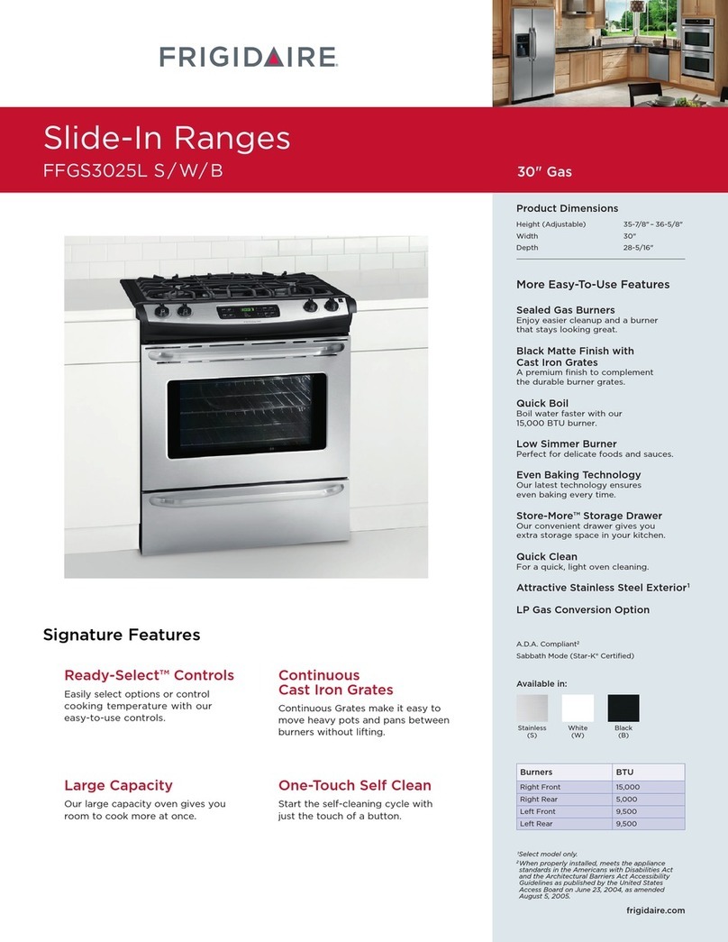 Frigidaire FFGS3025LB Product specifications