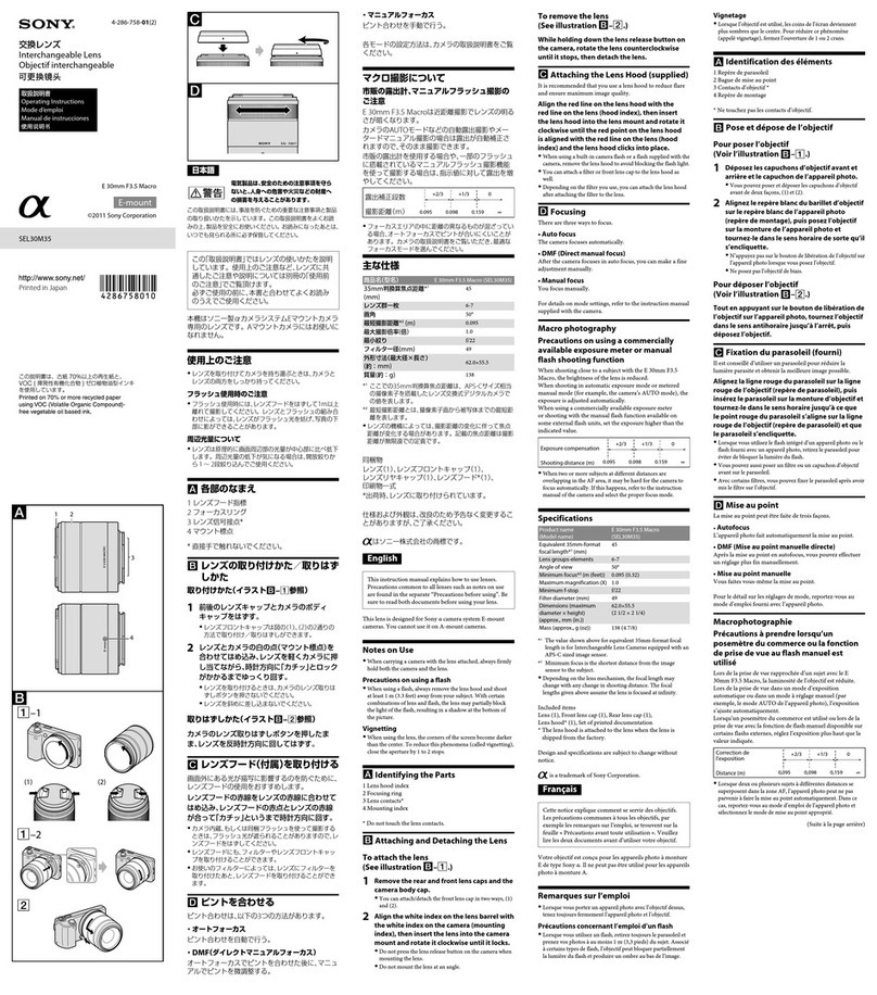 Sony SEL-30M35 operating instructions