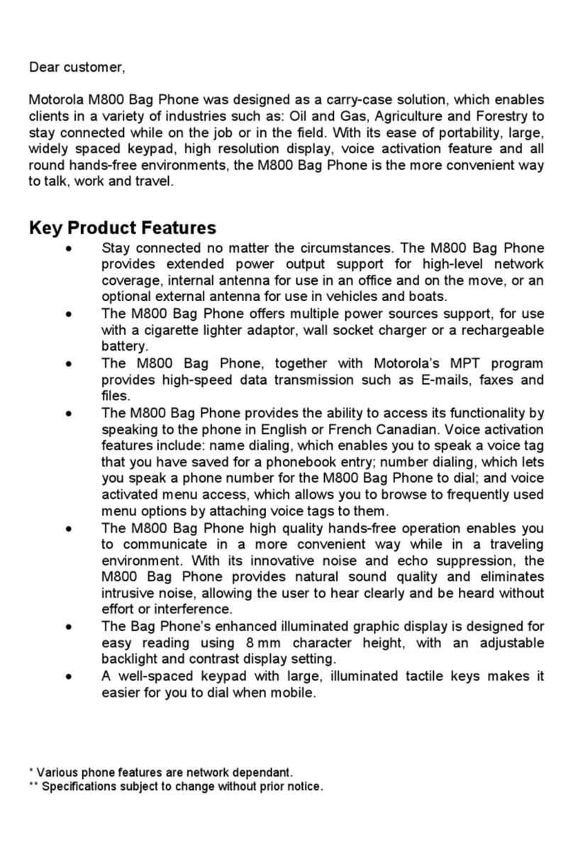 Motorola M800 - Car Cell Phone user manual