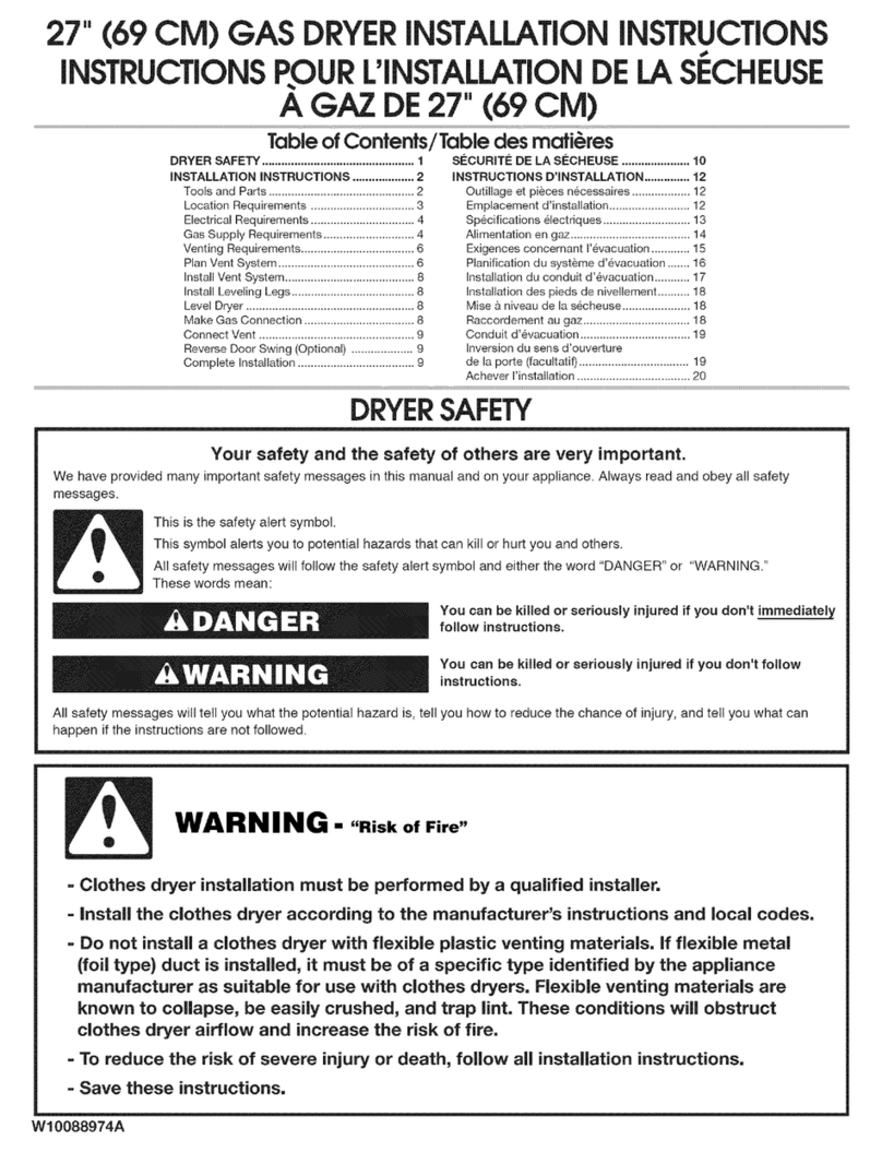 Maytag MGDC700VW - Centennial Gas Dryer User manual