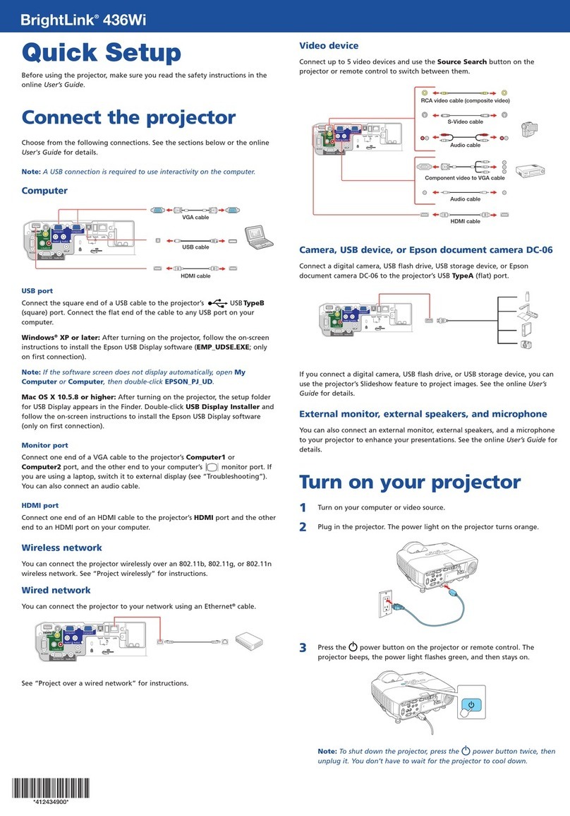 Epson BrightLink 436Wi Specification sheet