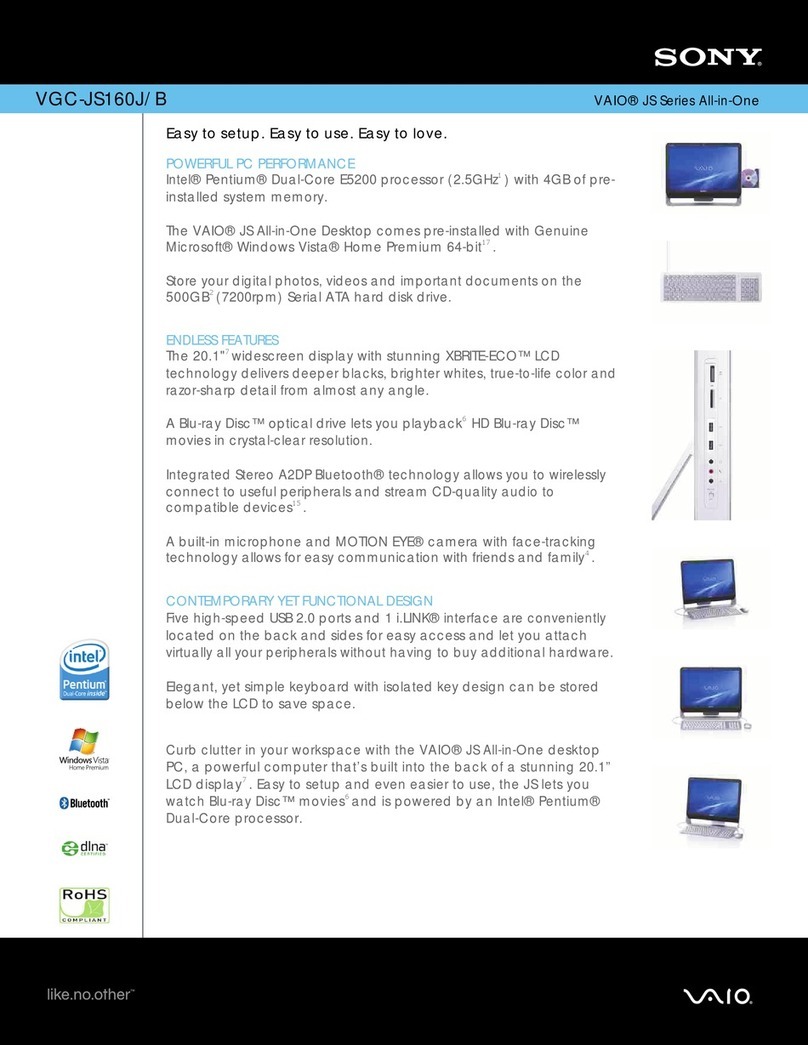 Sony VGC-JS160J/B Specifications