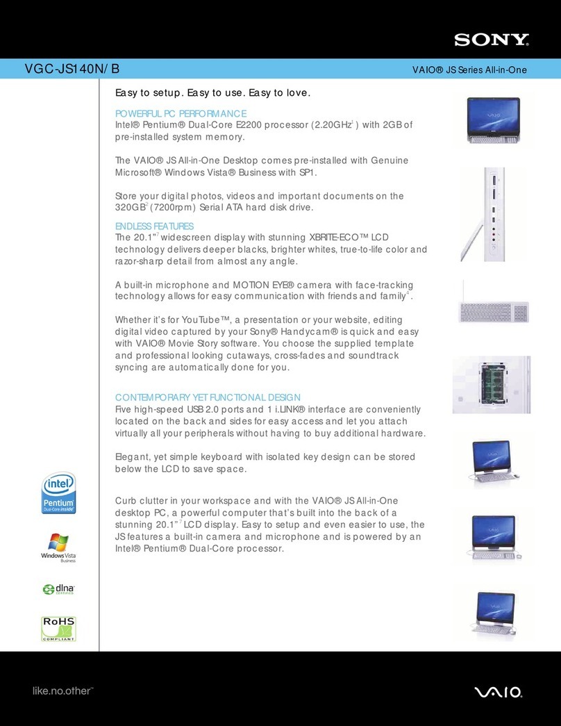 Sony VGC-JS140N - Vaio All-in-one Desktop... User manual