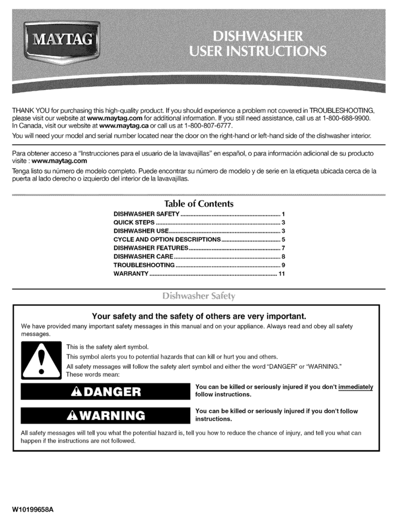Maytag MDB8859AWB - Jetclean Plus 24 in. Dishwasher User manual