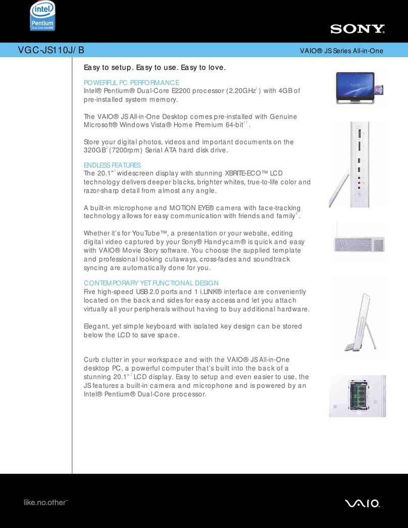 Sony VGC-JS110J - Vaio All-in-one Desktop... User manual Sony VGC-JS110J - Vaio All-in-one Desktop... User manual