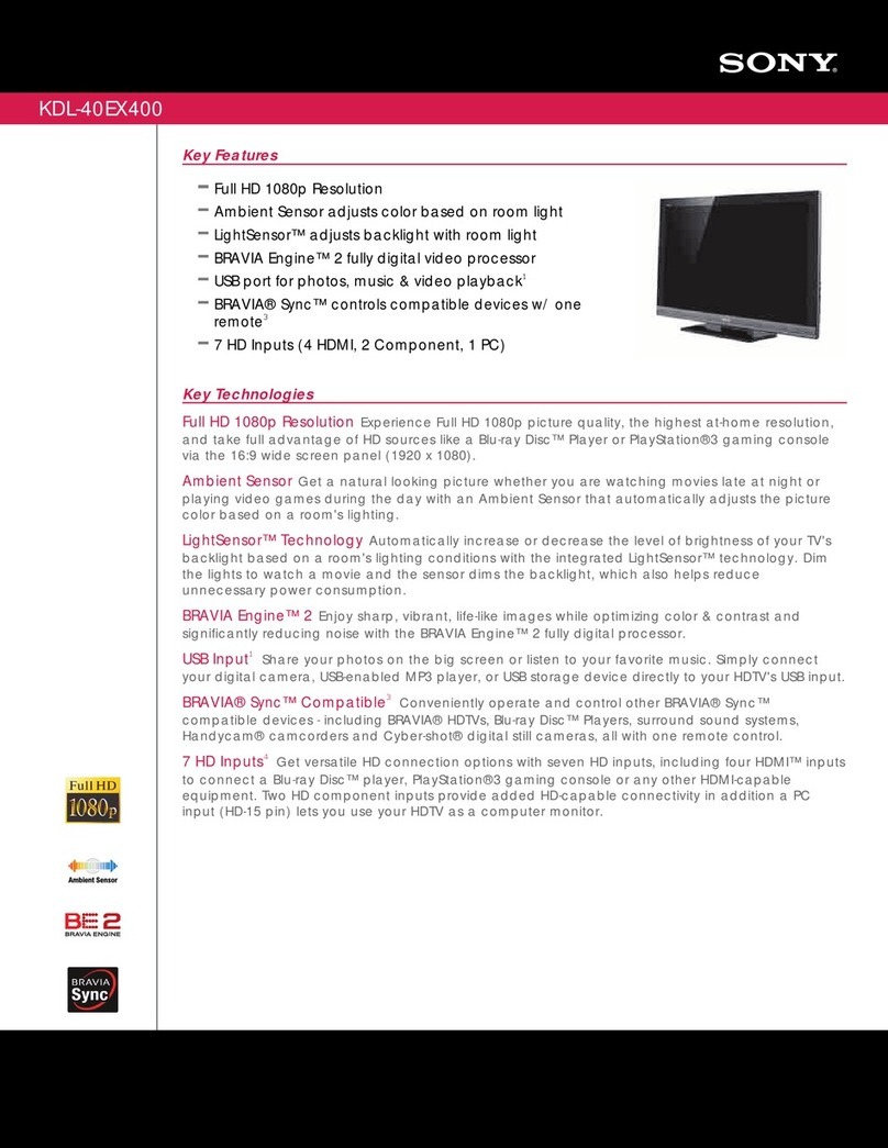 Sony KDL-40EX400 - Bravia Ex Series Lcd... User manual