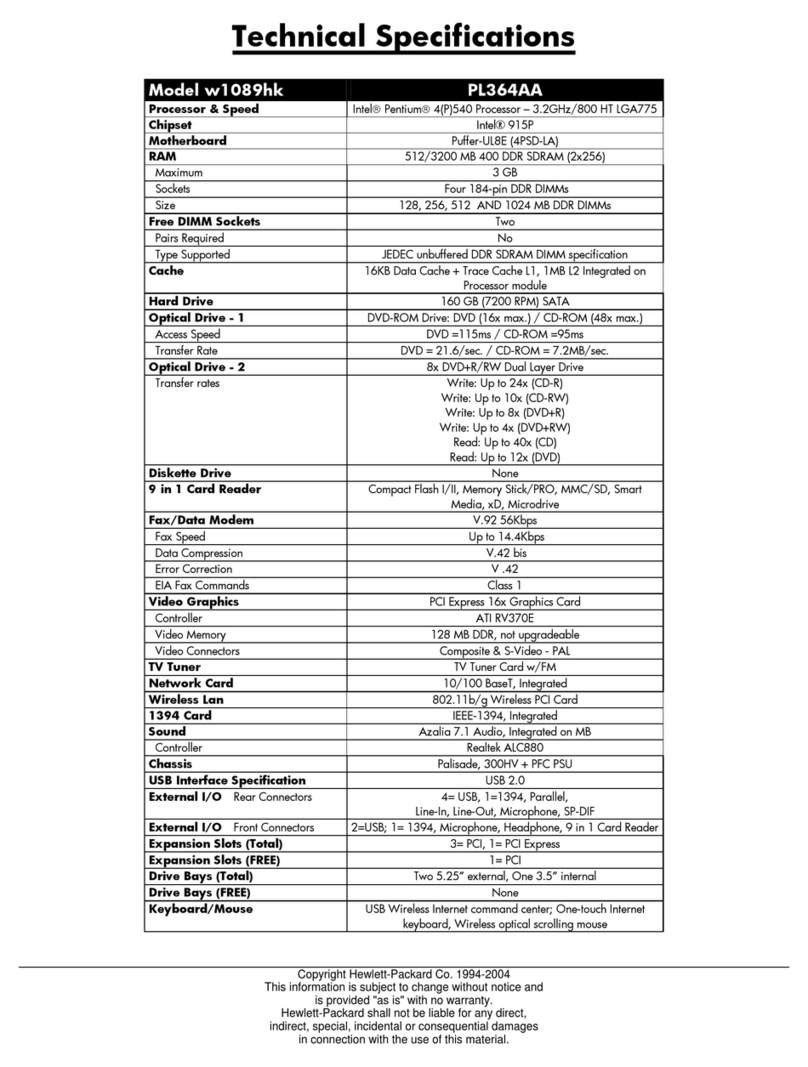 HP Pavilion w1000 - Desktop PC User manual