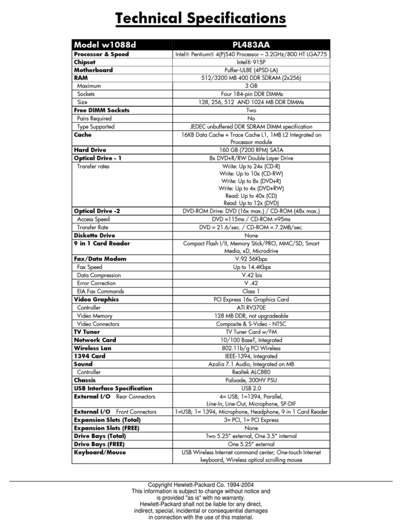 HP Pavilion w1000 - Desktop PC User manual