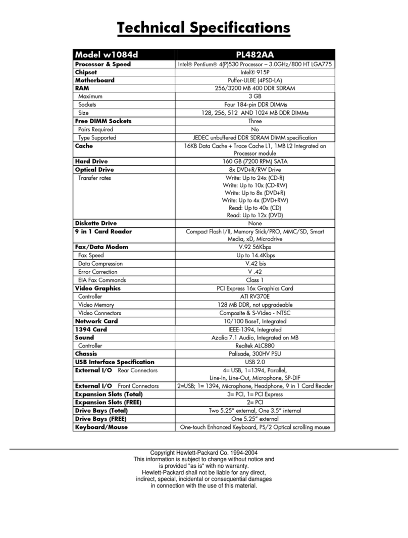 HP Pavilion w1000 - Desktop PC User manual