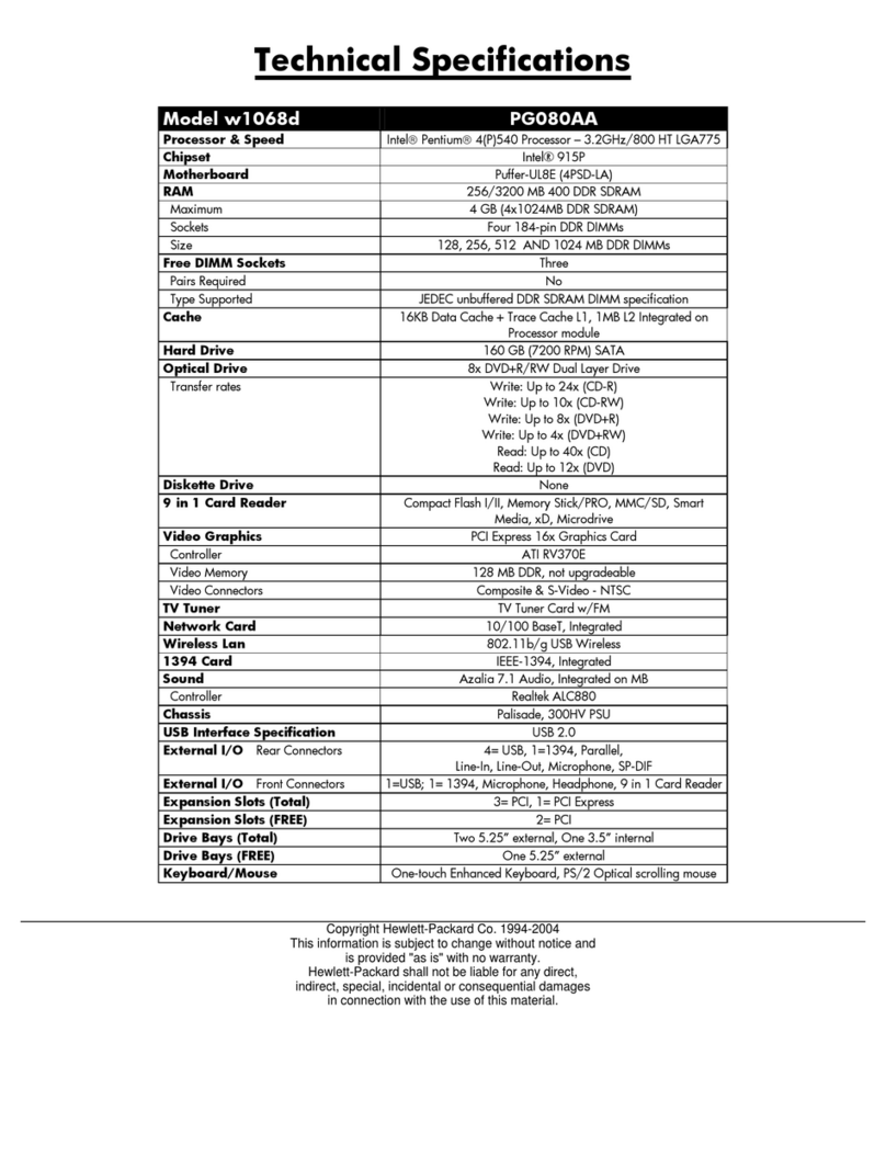HP Pavilion w1000 - Desktop PC User manual