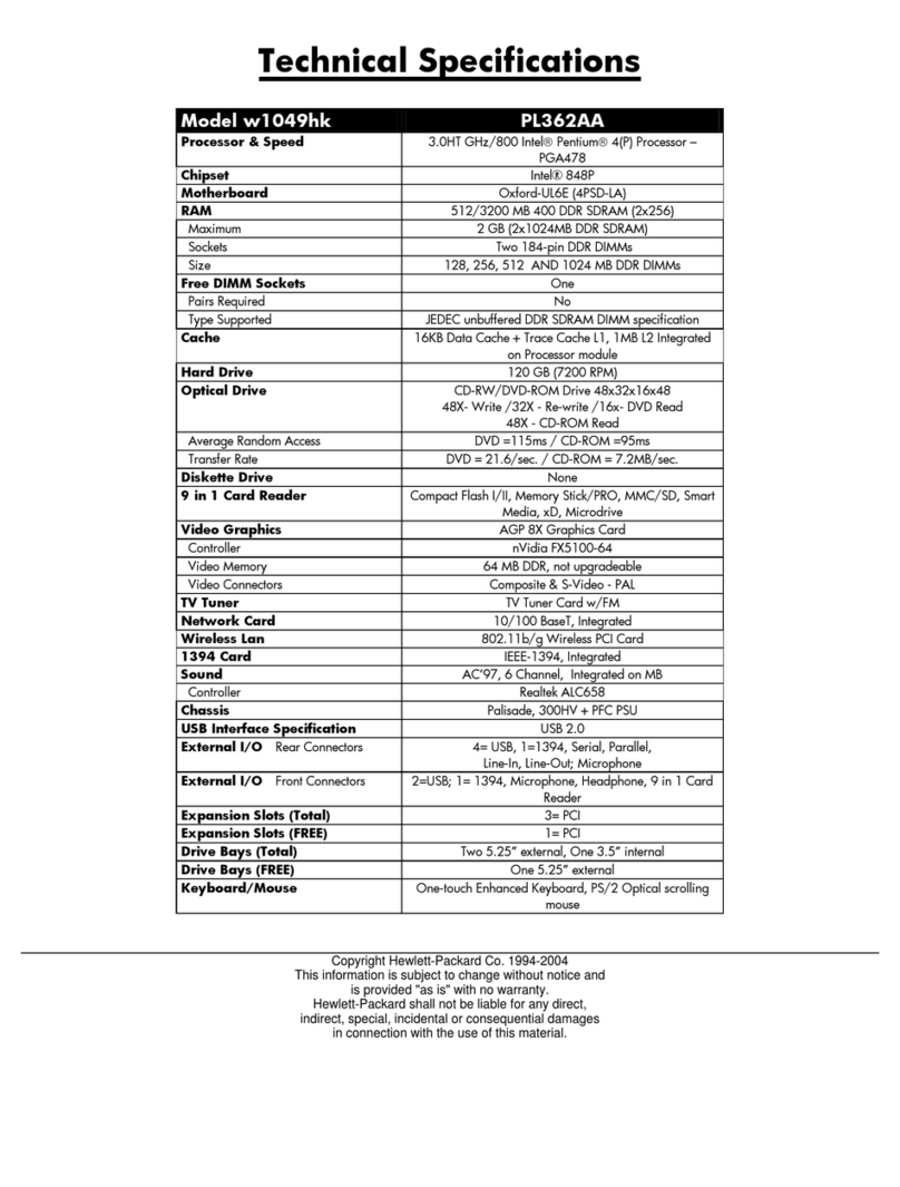 HP Pavilion w1000 - Desktop PC User manual