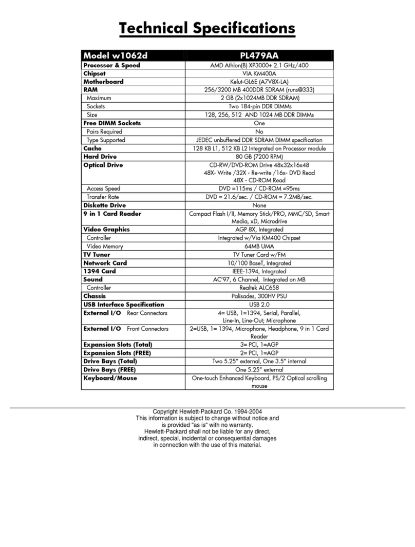 HP Pavilion w1000 - Desktop PC User manual