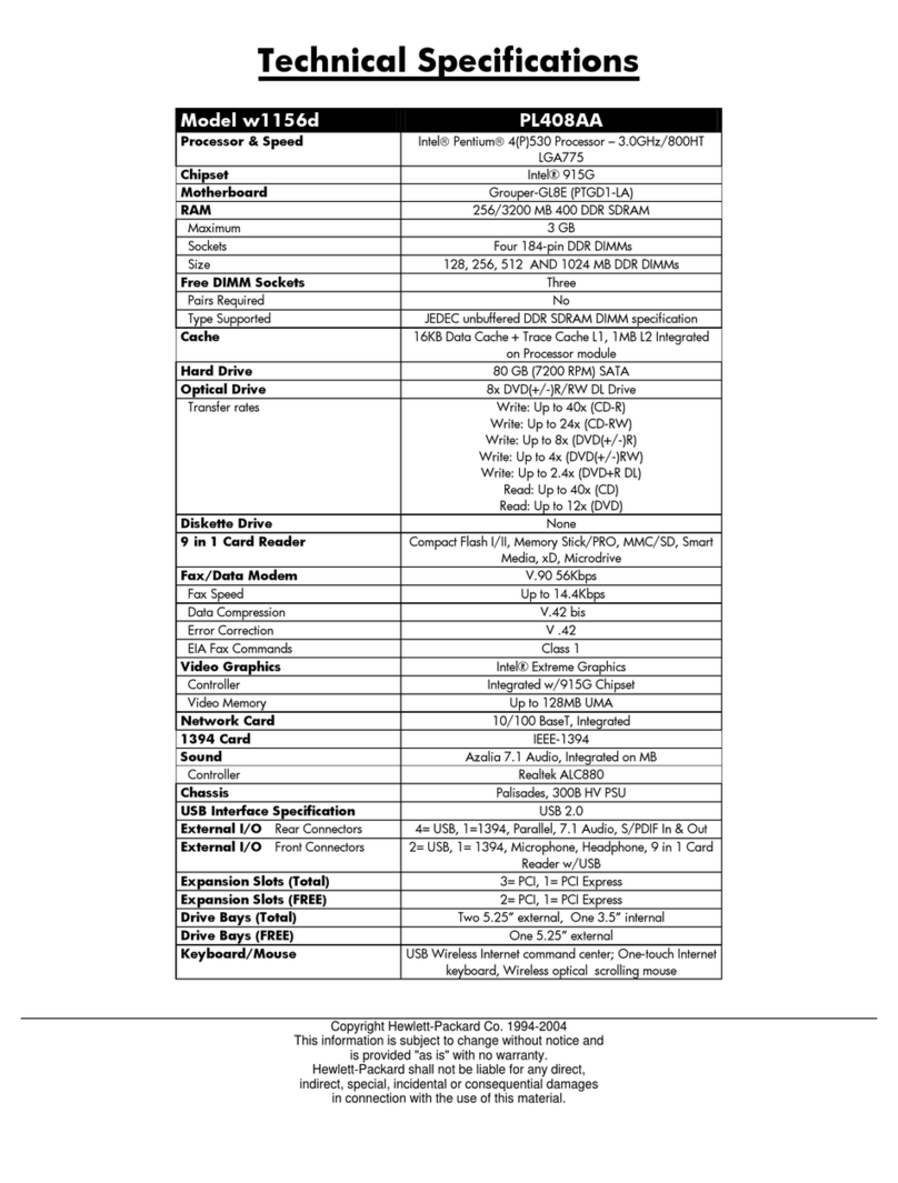 HP Pavilion w1100 - Desktop PC User manual