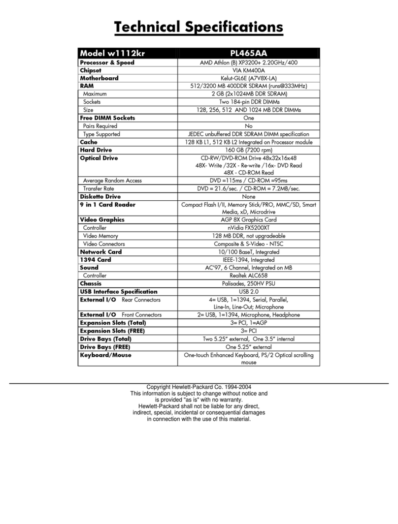HP Pavilion w1100 - Desktop PC User manual HP Pavilion w1100 - Desktop PC User manual