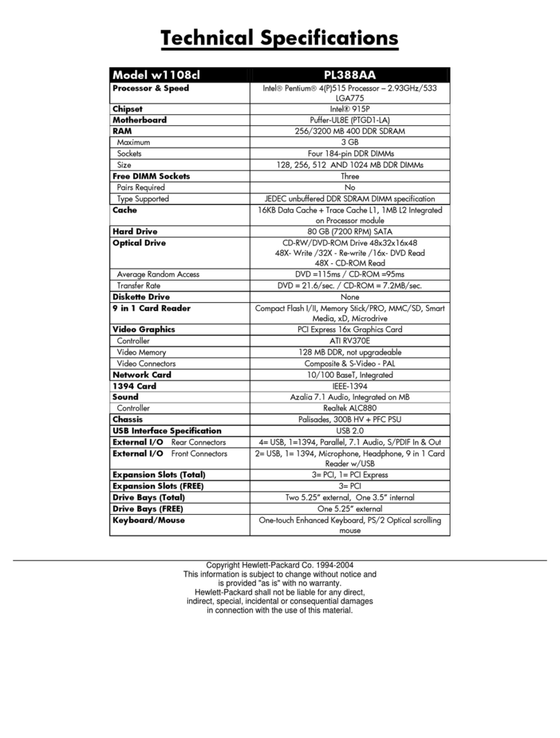HP Pavilion w1100 - Desktop PC User manual