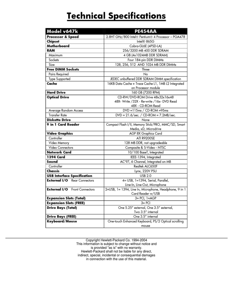 HP Pavilion v600 - Desktop PC User manual