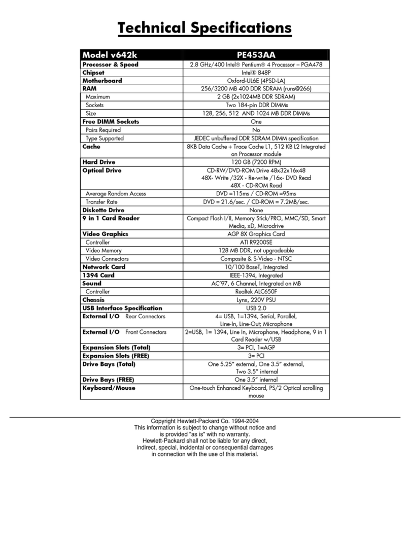 HP Pavilion v600 - Desktop PC User manual