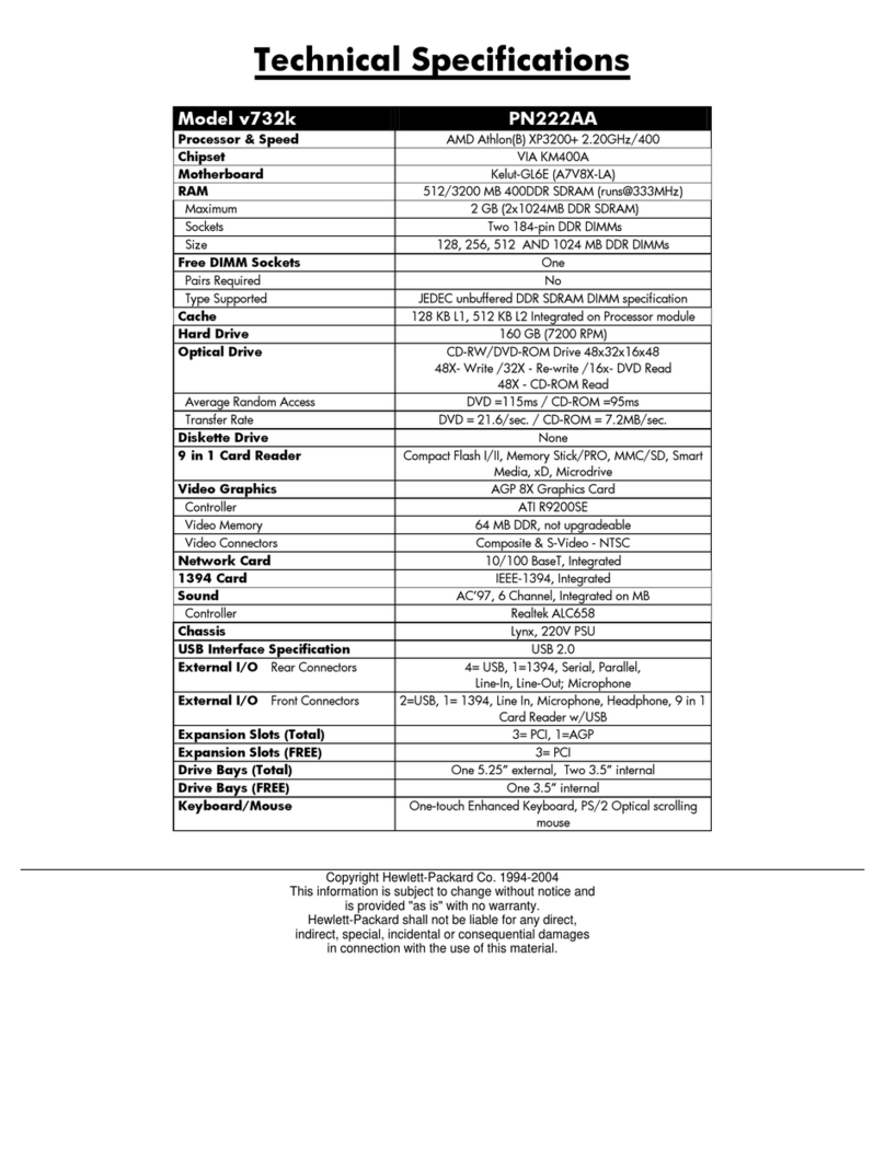 HP Pavilion v700 - Desktop PC User manual