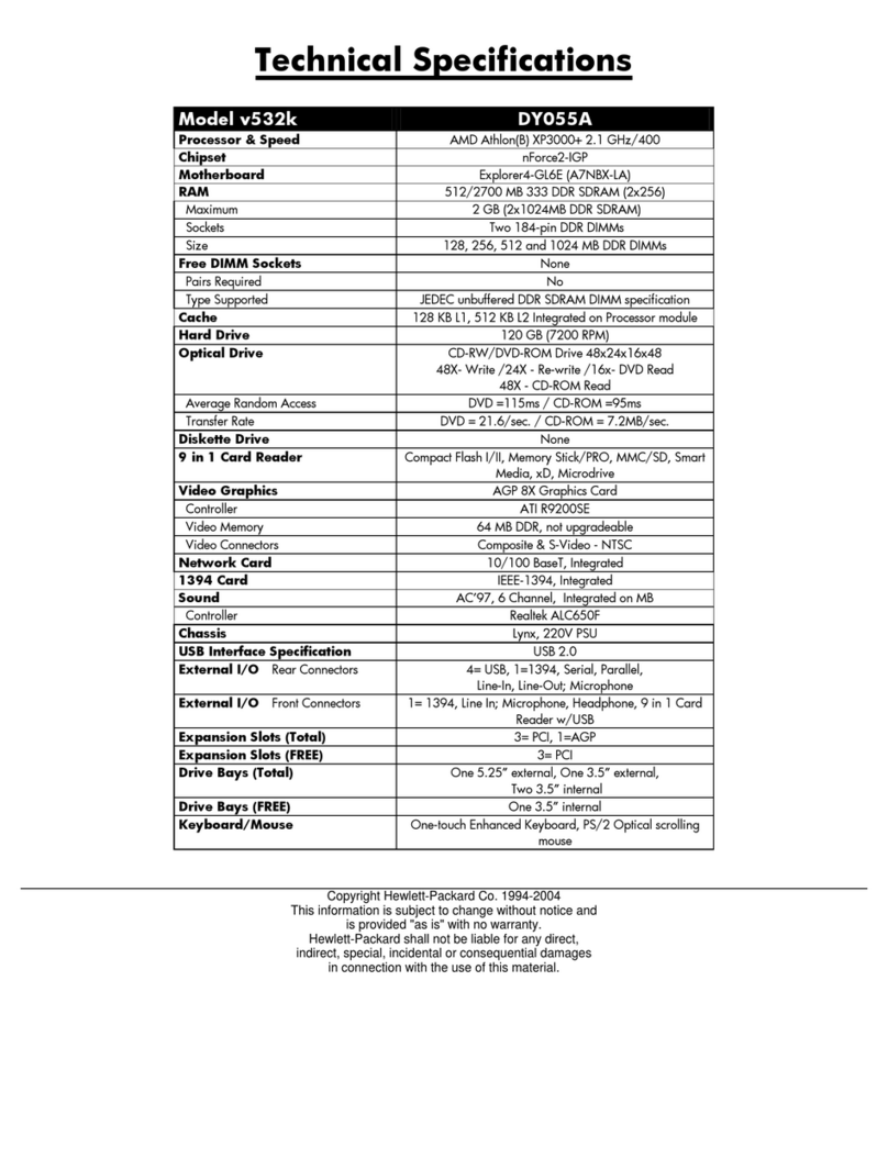 HP Pavilion v500 - Desktop PC Instruction manual