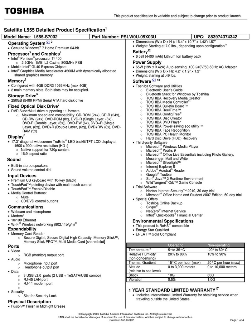 Toshiba PSLWJU-00H003 brochure