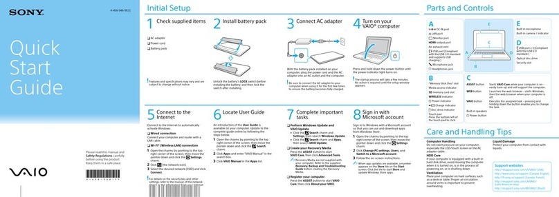 Sony SVE15132CXB quick start guide